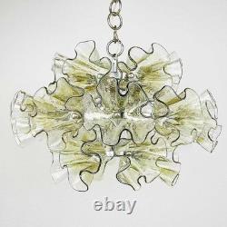 Vintage Murano Ruffle Flower Glass Chandelier Hand-Blown Pendant Light