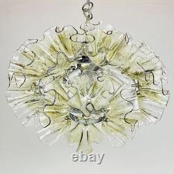 Vintage Murano Ruffle Flower Glass Chandelier Hand-Blown Pendant Light