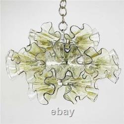 Vintage Murano Ruffle Flower Glass Chandelier Hand-Blown Pendant Light