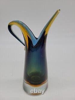 Vintage Murano SOMMERSO Glass VASE MCM Blue Green Amber