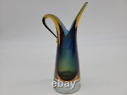 Vintage Murano SOMMERSO Glass VASE MCM Blue Green Amber