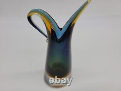 Vintage Murano SOMMERSO Glass VASE MCM Blue Green Amber