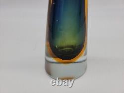 Vintage Murano SOMMERSO Glass VASE MCM Blue Green Amber