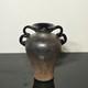 Vintage Murano Scavo Art Glass Vase Black 4 Handle Amphora