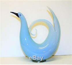 Vintage Murano Sculpture Vase Opaline Blue Glass Bird Of Paradise Seguso d'Arte