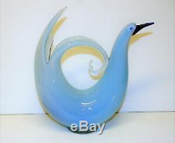 Vintage Murano Sculpture Vase Opaline Blue Glass Bird Of Paradise Seguso d'Arte
