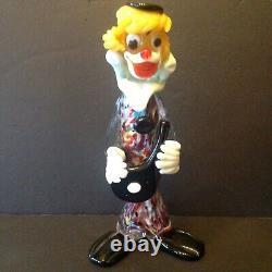 Vintage Murano Seguso Glass Clown playing guitar with paper label