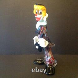 Vintage Murano Seguso Glass Clown playing guitar with paper label