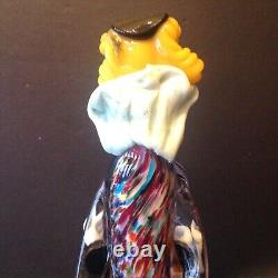 Vintage Murano Seguso Glass Clown playing guitar with paper label