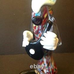 Vintage Murano Seguso Glass Clown playing guitar with paper label
