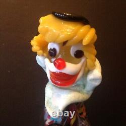 Vintage Murano Seguso Glass Clown playing guitar with paper label