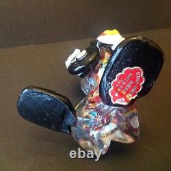 Vintage Murano Seguso Glass Clown playing guitar with paper label