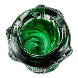 Vintage Murano Seguso Sommerso Green Swirl Art Glass Vase Mid-Century Modern