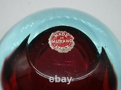 Vintage Murano Seguso label sommerso cased glass geode bowl with polished flat rim