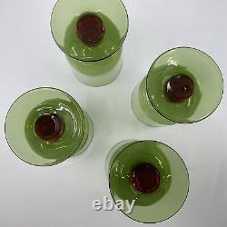 Vintage Murano Set of 4 Pieces Glass Nason Moretti Green Orange Glasses