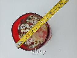 Vintage Murano Signed Italy Red Drip Glass Textured Millefiori Misshapen Cup