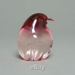 Vintage Murano Signed Oggetti Art Glass Bird Figurine Red/Clear Italian Italy