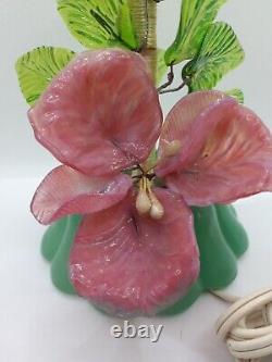 Vintage Murano Singer Venetian Lamp slag glass flowers pink