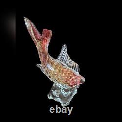 Vintage Murano Sommerset red gold flecks glass fish sculpture