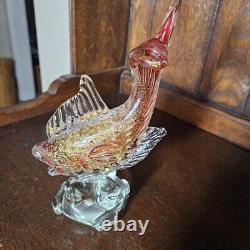 Vintage Murano Sommerset red gold flecks glass fish sculpture