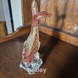 Vintage Murano Sommerset red gold flecks glass fish sculpture