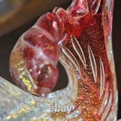 Vintage Murano Sommerset red gold flecks glass fish sculpture