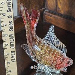 Vintage Murano Sommerset red gold flecks glass fish sculpture