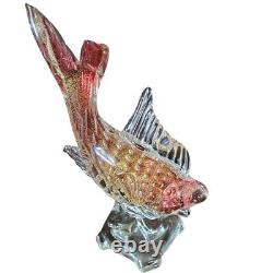 Vintage Murano Sommerset red gold flecks glass fish sculpture