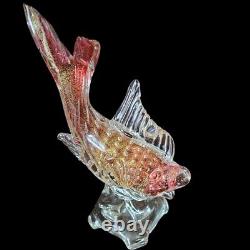 Vintage Murano Sommerset red gold flecks glass fish sculpture