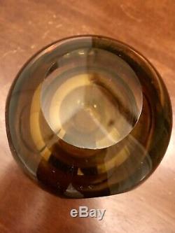 Vintage Murano Sommerso 3 Color Faceted Glass Geode Vase 4 Windows 4.5 High