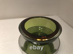 Vintage Murano Sommerso Amber And Green Art Glass Flat Cut Rim Bowl Flavio Poli