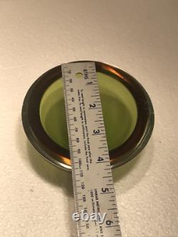 Vintage Murano Sommerso Amber And Green Art Glass Flat Cut Rim Bowl Flavio Poli