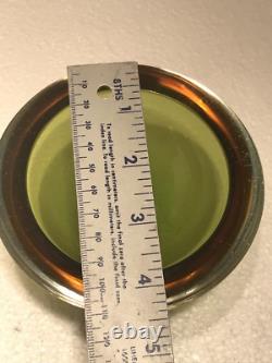 Vintage Murano Sommerso Amber And Green Art Glass Flat Cut Rim Bowl Flavio Poli