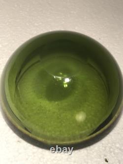 Vintage Murano Sommerso Amber And Green Art Glass Flat Cut Rim Bowl Flavio Poli