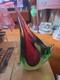 Vintage Murano Sommerso Art Glass 9 in Vase Red Blue Pulled Point Italy