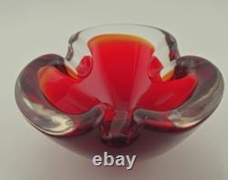 Vintage Murano Sommerso Art Glass Ashtray Dish Glows Amazing 5