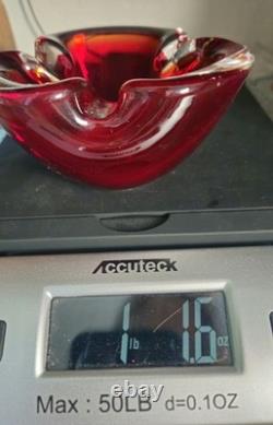 Vintage Murano Sommerso Art Glass Ashtray Dish Glows Amazing 5