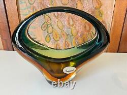 Vintage Murano Sommerso Art Glass Centerpiece Basket Vase, Attr Archimede Seguso