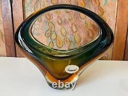 Vintage Murano Sommerso Art Glass Centerpiece Basket Vase, Attr Archimede Seguso