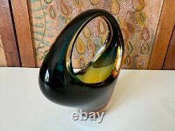 Vintage Murano Sommerso Art Glass Centerpiece Basket Vase, Attr Archimede Seguso