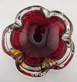 Vintage Murano Sommerso Art Glass Heavy Ashtray Dish 7 STUNNING COLORS MCM
