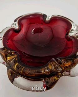 Vintage Murano Sommerso Art Glass Heavy Ashtray Dish 7 STUNNING COLORS MCM