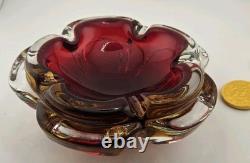 Vintage Murano Sommerso Art Glass Heavy Ashtray Dish 7 STUNNING COLORS MCM