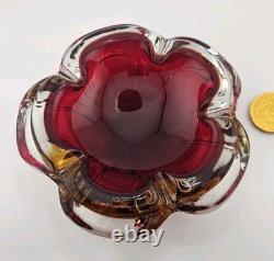 Vintage Murano Sommerso Art Glass Heavy Ashtray Dish 7 STUNNING COLORS MCM