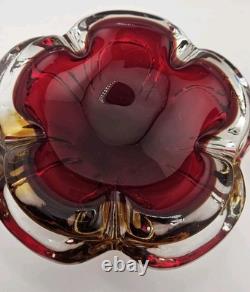 Vintage Murano Sommerso Art Glass Heavy Ashtray Dish 7 STUNNING COLORS MCM