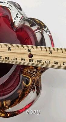 Vintage Murano Sommerso Art Glass Heavy Ashtray Dish 7 STUNNING COLORS MCM