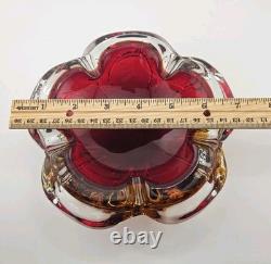 Vintage Murano Sommerso Art Glass Heavy Ashtray Dish 7 STUNNING COLORS MCM