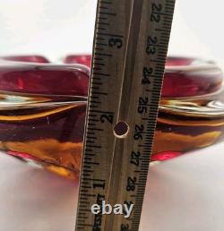 Vintage Murano Sommerso Art Glass Heavy Ashtray Dish 7 STUNNING COLORS MCM