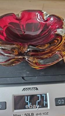 Vintage Murano Sommerso Art Glass Heavy Ashtray Dish 7 STUNNING COLORS MCM