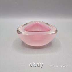 Vintage Murano Sommerso Art Glass Pink Clear Bowl/Ashtray Triangular Mid-Century